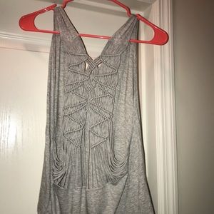 Grey tank top with crochet back